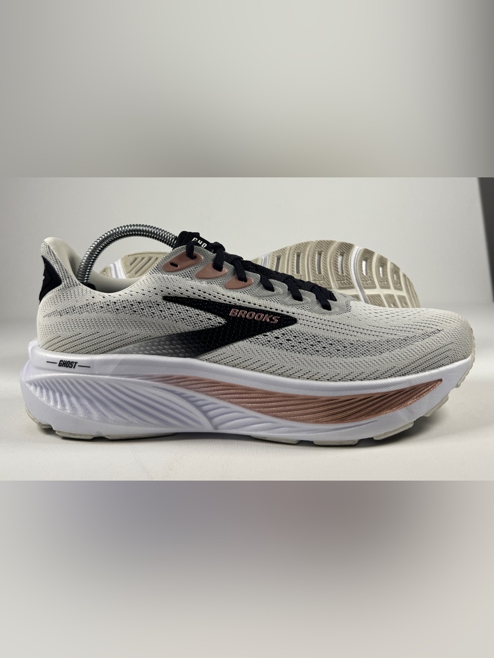 Brooks Ghost 17 Women’s Size 11 B Med ‘white/black/rose Gold’ Running Shoes